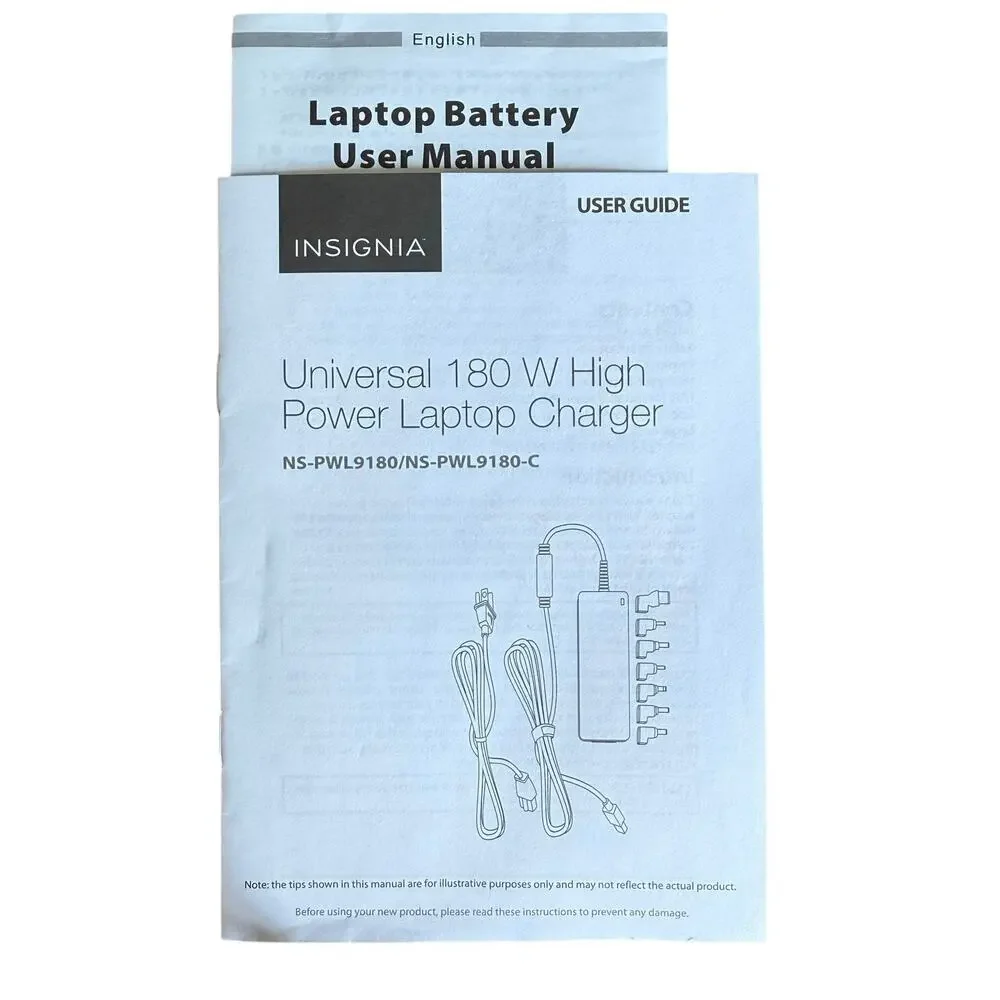 Insignia Universal 180W Laptop Charger Black NS-PWL9180 High Power Replacement